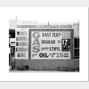 Discount Liquor & Gasoline, 1939. Vintage Photo Posters and Art